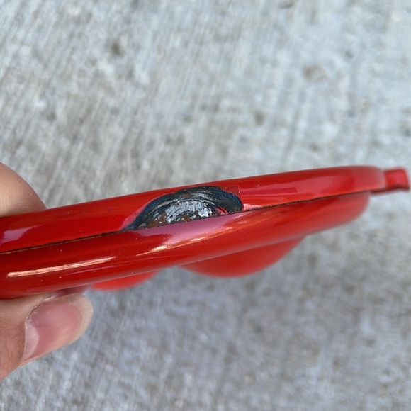 Vintage Red Enamel Coated Porcelain Escargot Appetizer Oven Dishes Deviled Eggs - Picture 4 of 4